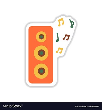 Paper sticker on white background musical speaker vector image