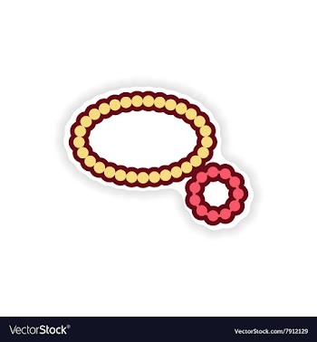 Paper sticker on white background necklace and vector image