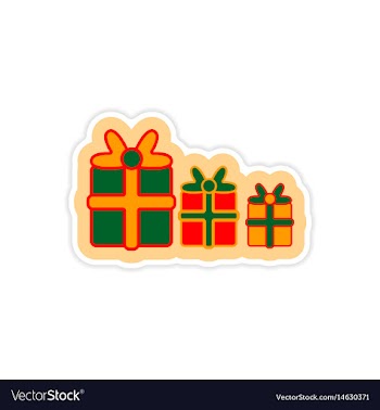 Paper sticker on white background new year gifts vector image