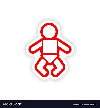 Paper sticker on white background newborn baby vector image