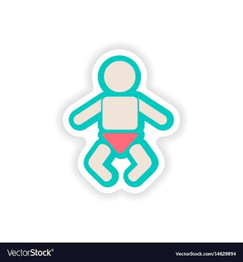 Paper sticker on white background newborn baby vector image