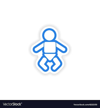 Paper sticker on white background newborn baby vector image