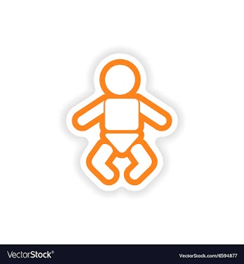 Paper sticker on white background newborn baby vector image