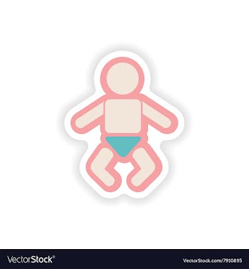 Paper sticker on white background newborn baby vector image
