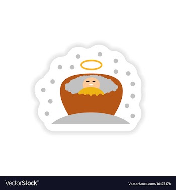 Paper sticker on white background newborn Jesus vector image