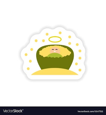 Paper sticker on white background newborn Jesus vector image
