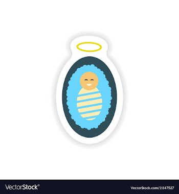 Paper sticker on white background newborn Jesus vector image