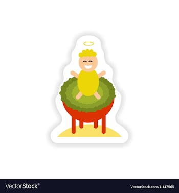 Paper sticker on white background newborn Jesus vector image