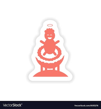 Paper sticker on white background newborn Jesus vector image