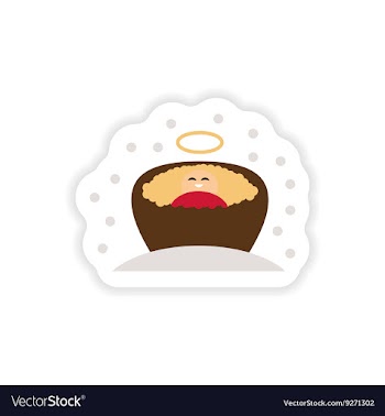 Paper sticker on white background newborn Jesus vector image