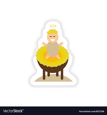 Paper sticker on white background newborn Jesus vector image