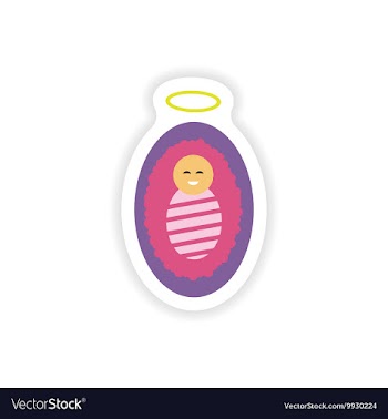 Paper sticker on white background newborn Jesus vector image