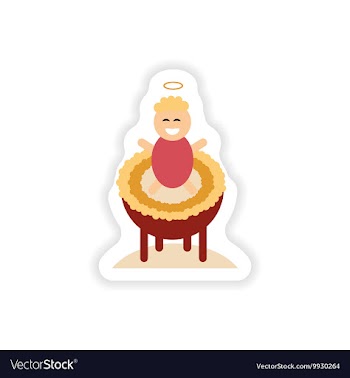 Paper sticker on white background newborn Jesus vector image