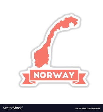Paper sticker on white background Norway map vector image