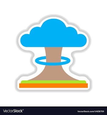 Paper sticker on white background nuclear vector image