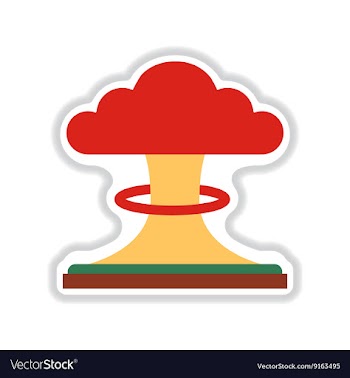 Paper sticker on white background nuclear vector image
