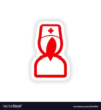 Paper sticker on white background nurse medical vector image