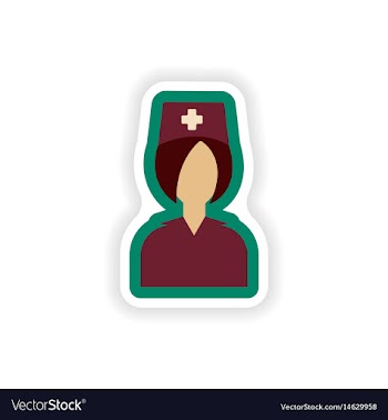 Paper sticker on white background nurse medical vector image