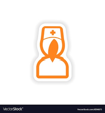 Paper sticker on white background nurse medical vector image