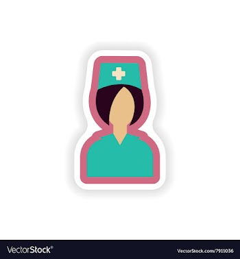 Paper sticker on white background nurse medical vector image