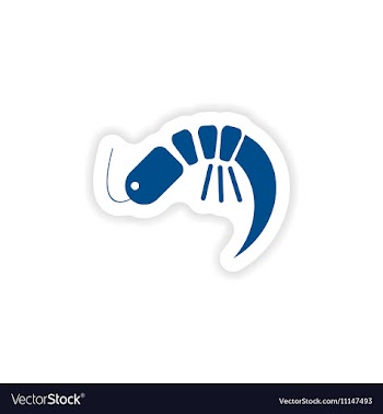 Paper sticker on white background ocean shrimp vector image