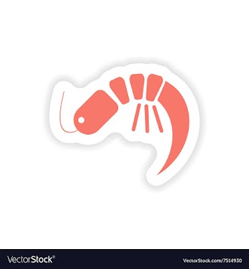 Paper sticker on white background ocean shrimp vector image
