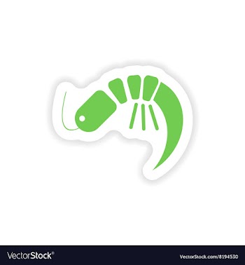 Paper sticker on white background ocean shrimp vector image