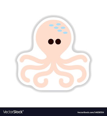 Paper sticker on white background octopus vector image