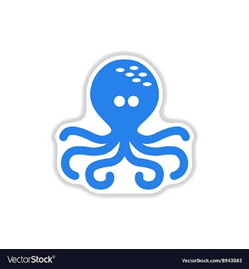 Paper sticker on white background octopus vector image