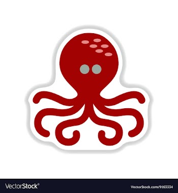 Paper sticker on white background octopus vector image