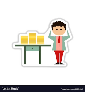 Paper sticker on white background office worker vector image