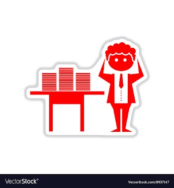 Paper sticker on white background office worker vector image