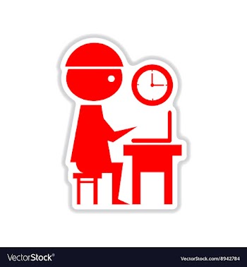 Paper sticker on white background office worker vector image