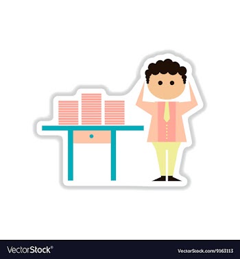 Paper sticker on white background office worker vector image