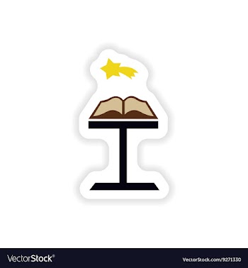 Paper sticker on white background Open Bible vector image