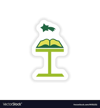 Paper sticker on white background Open Bible vector image