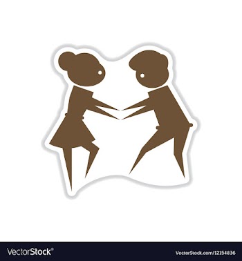Paper sticker on white background pair of dancers vector image