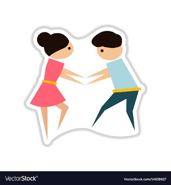 Paper sticker on white background pair of dancers vector image