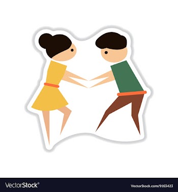 Paper sticker on white background pair of dancers vector image