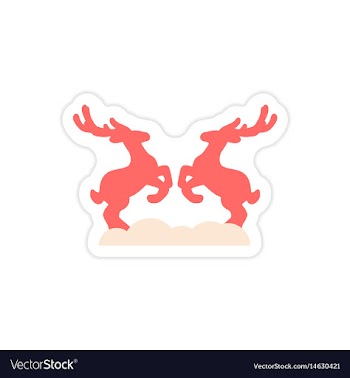 Paper sticker on white background pair of deer vector image