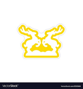 Paper sticker on white background pair of deer vector image