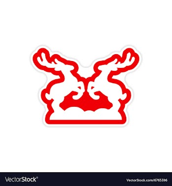 Paper sticker on white background pair of deer vector image