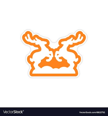 Paper sticker on white background pair of deer vector image