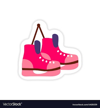 Paper sticker on white background pair of skates vector image