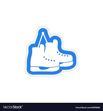 Paper sticker on white background pair of skates vector image