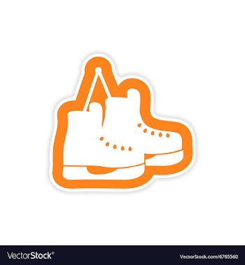 Paper sticker on white background pair of skates vector image