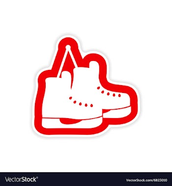 Paper sticker on white background pair of skates vector image