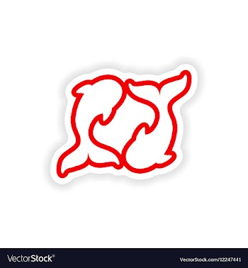 Paper sticker on white background pair of whales vector image