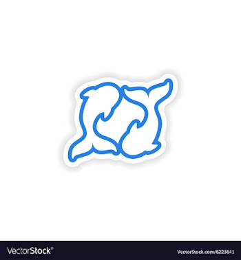 Paper sticker on white background pair of whales vector image