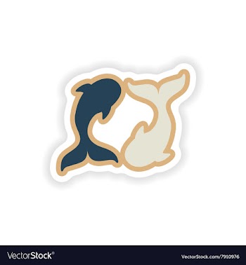 Paper sticker on white background pair of whales vector image